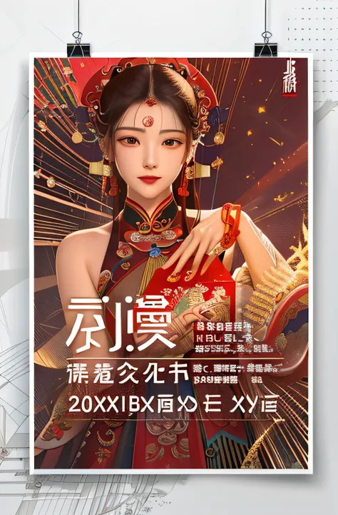 A woman holds a poster of a red apple，The background is fire, Digital illustration poster, Poster illustration, illustrated poster, poster for, trending on cgstation, Poster design, A beautiful artwork illustration, inspired by Cao Buxing, Poster art style...