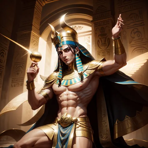 Egyptian god, xobreto de jouas e ouro