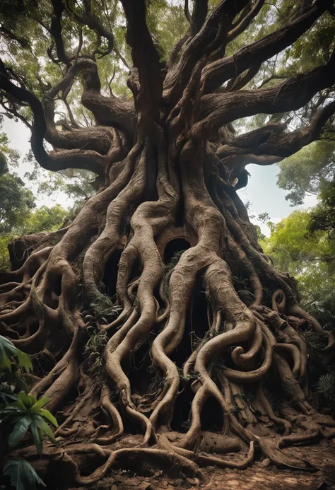 The old god Cthulhu on the banyan tree collapsed with the help of time and space，A bizarre sight in the flow of time