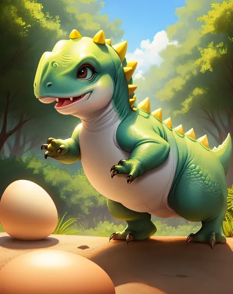 Cute baby Dinosaurs come out from the egg