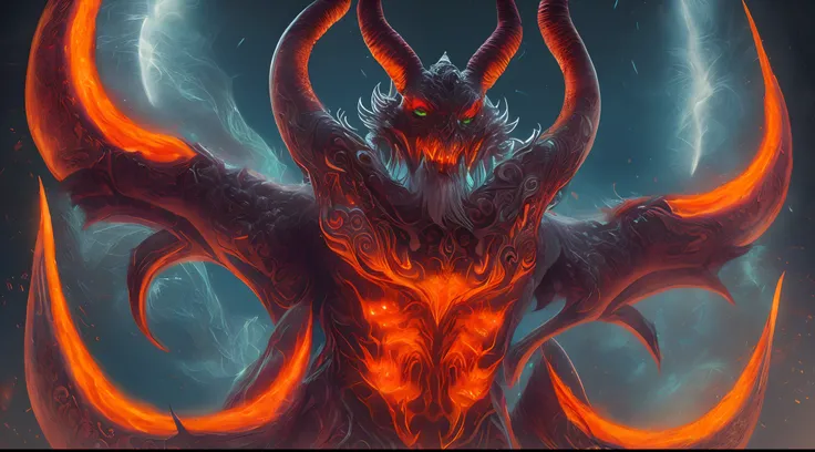 stunning demon of light, insanely detailed and intricate, vibrant colors, epic perspective, post-processing, de-noise