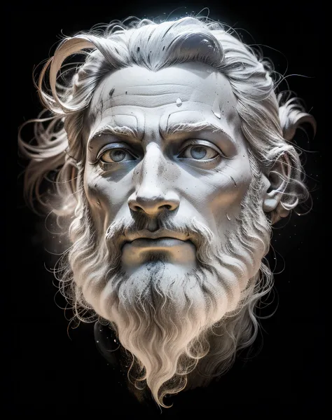 Grayish marble statue, corpo escultural, Zeus Romano (obra-prima) (8k high resolution) (melhor qualidade) (Ultra Definition) (Ultra realista)(Foto RAW) (Foto realista) (bright illumination)