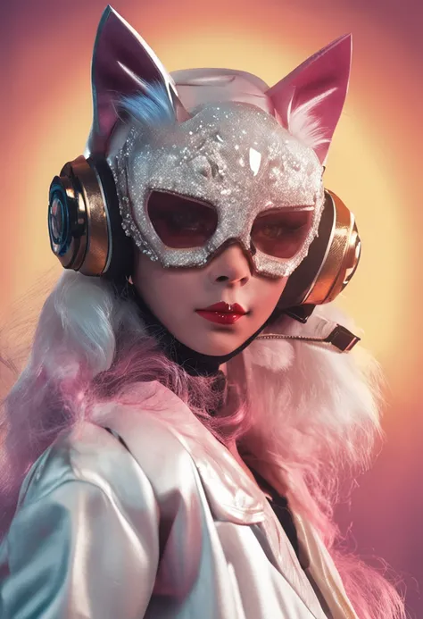 Wear a mask，Wearing a white coat，Doll Cat，The face is fierce