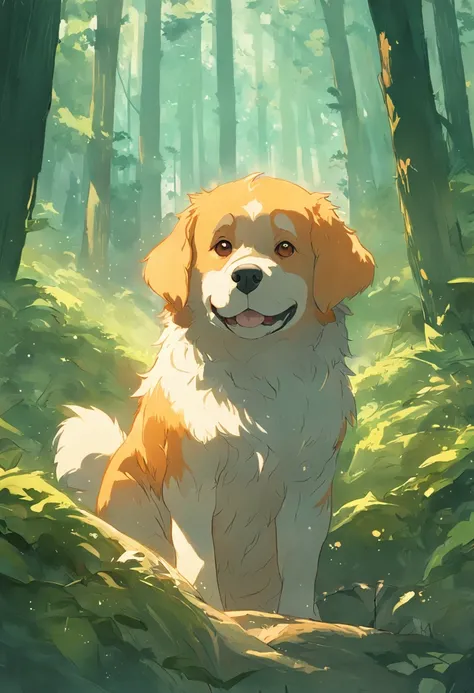 cachorro na floresta, pintura SNES