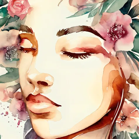 Pintura de una mujer con flores en el pelo, Arte detallado de acuarela, Pintura digital de acuarela, watercolor illustration, watercolor illustration style, Pintura de acuarela, Arte de la acuarela, acuarela digital, Acuarela digital, Mujer en flores, Esti...