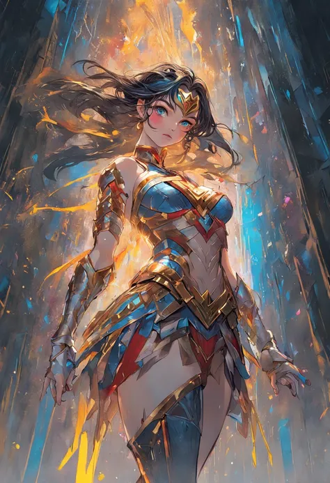 Carne Griffiths and Wadim Kashin have created an awe-inspiring digital painting of the character Wonder Woman with abstract beauty. Her full body focused on the camera, approaching perfection with a dynamic pose. The moonlight highlights her smooth skin in...