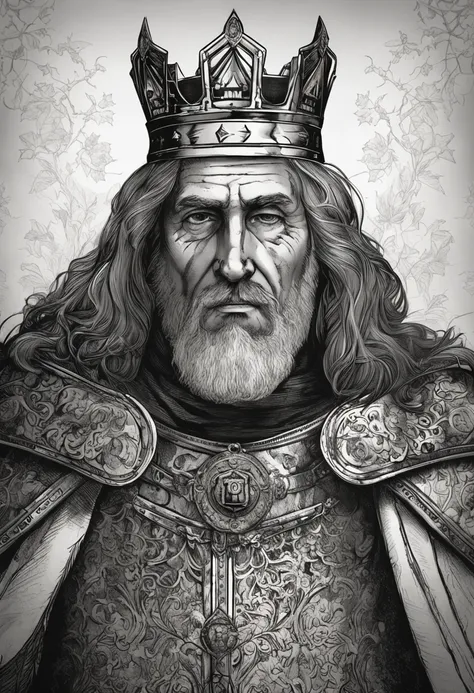 face forward 180º, eyes and face forward 180º, old medieval king, portrait of old medieval king, portrait of an old medieval king, crusader kings 3, portrait of a king looking forward, portrait of the emperor of humanity, majesty in noble clothes, granting...