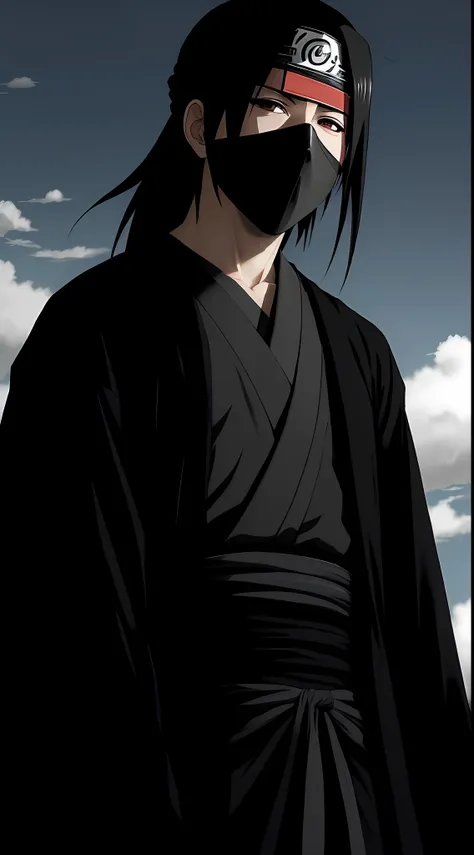 Itachi, hiper realista, sombras, darkeness, nuvens negras