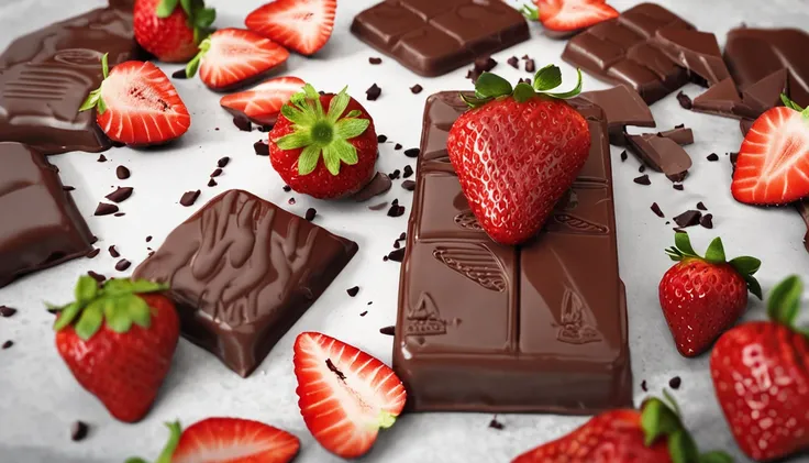 strawberry syrup, chocolate pieces