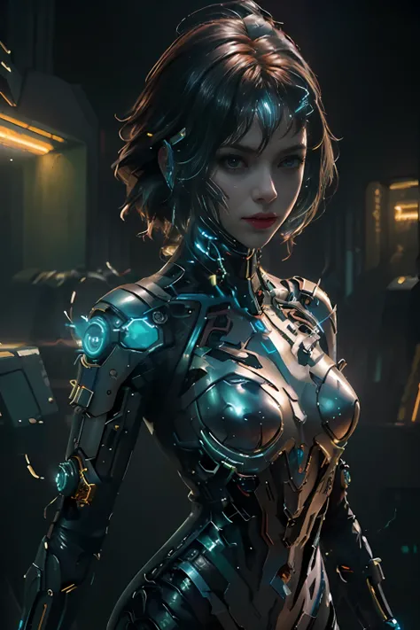 (Photorealistic:1.4) image of a cyber punk girl, (top-quality, 8K, 32K, masterpiece) , (dynamic pose), ((facing camera)), cowboy shot, shapeless hair, colorful hair, colorful cyberpunk combat armor,depth of field f/1.8, cyberpunk city background, cinematic...