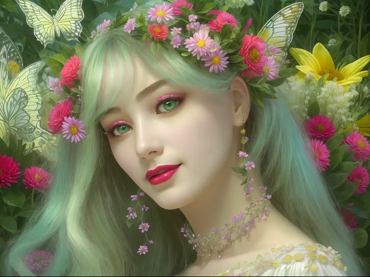 high details, best quality, 16k, RAW, [best detailed], masterpiece, best quality, (extremely detailed), full body, ultra wide shot, photorealistic, fantasy art, RPG art, D&D art, a picture of a fairy selling flowers in a florist shop, extremely beautifil f...