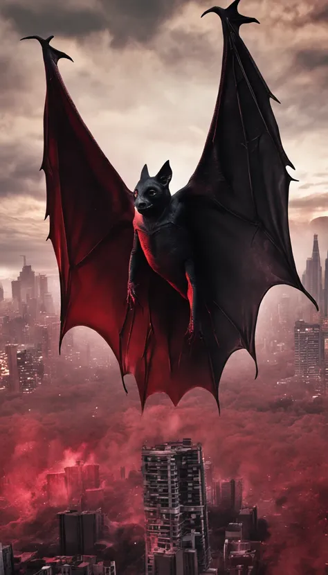 Vampiro em um casaco preto，olhos de cor vermelha，Bats fly around，red skies，Castelos