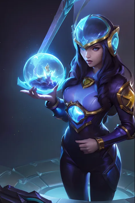 (League of Legends:1.5), masterpiece,best quality,masterpiece,best quality,Masterpiece,universe,space,reporting,floating in space,top quality,1girl,tights,mechanical,cowboy shooter,seen from above,medium breasts,(transparent space helmet:1.3),aerial,(space...