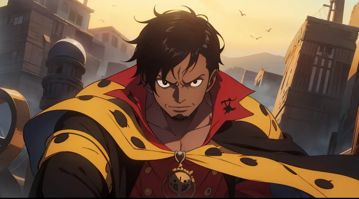 a black skinned guy,strong,  with long black hair, using pirate clothes