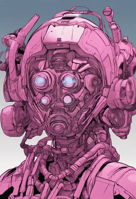 a closeup of a person in a robot suit, beautiful pink little alien girl, Estilo de Ilya Kushinov, menina kawaii bonito, papoula, art colouring : Roberto Bernardi placeholder image, pintura por computador, anthropomorphic warrior piglet, realista bonito olh...