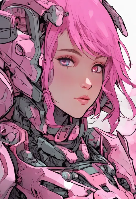 a closeup of a person in a robot suit, beautiful pink little alien girl, Estilo de Ilya Kushinov, menina kawaii bonito, papoula, art colouring : Roberto Bernardi placeholder image, pintura por computador, anthropomorphic warrior piglet, realista bonito olh...