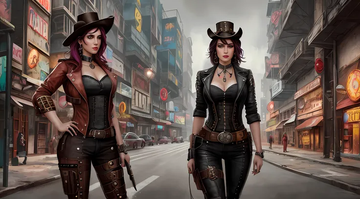 cowgirl steampunk cyberpunk ultra realista 4k