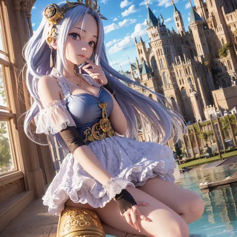 (anime 3D:1.2, manga One Piece:1.1), high-quality 3D modeling, detailed texture, beautiful shading, (Vivi:1.3), dynamic pose, regal expression, (Alabasta:0.9, castle:0.9, palace:0.9), royal insignia, flowing dress, floating hair, (mascote:0.8), lovely char...