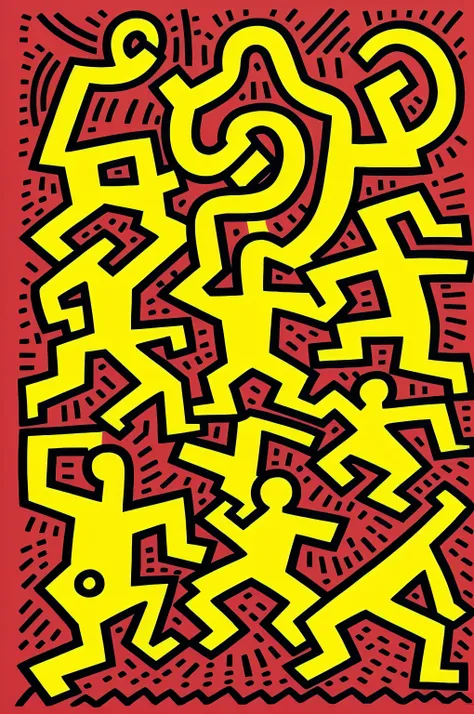 (estilo Keith Haring) illustration, desenho, Keith Haring, festa, 22 anos, 22 anos de festa, commemoration, colorido