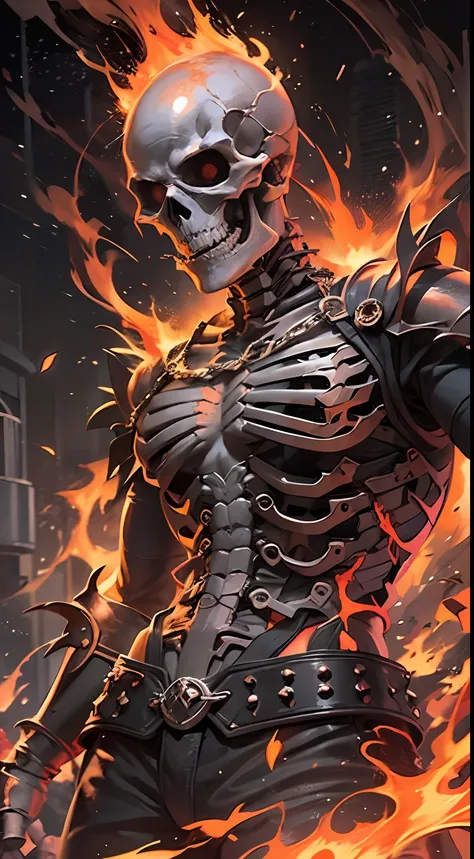 Female version Ghost Rider， （Ghost Rider），is a superhero under the Marvel Comics，The image is generally a burning human skeleton、Wear leather clothing、A hero in chains，And get on a burning motorcycle，Go everywhere to deal with evil enemies。The flame that d...