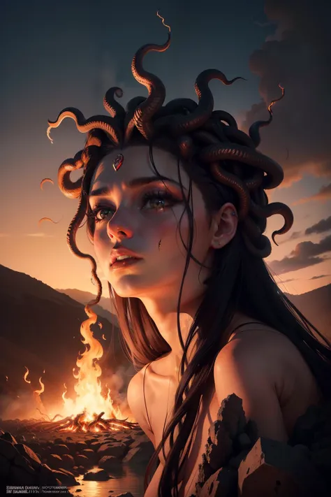 Medusa respirando fogo