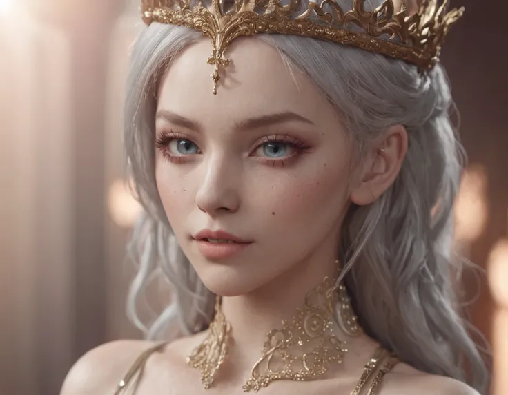 Perfect woman, full bodyesbian, Colorful hair, royal, crown, Princess, queen, dystopian, Highly detailed, Soft lighting, Detailed face, Perfect face, anime big breast, concept-art, masterpiece of intricate artwork, fashion magazine, Story, fantasy, Ominous...