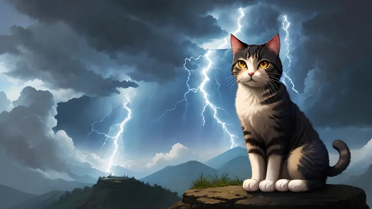 cat anime anthropomorphic thor thunder lightning