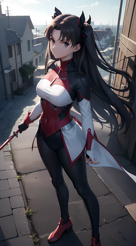 full body, Serious face, (masterpiece), best quality, expressive eyes, perfect face, anime girl, Fate/Stay Night anime, Rin Tohsaka anime, Rin Tohsaka Fate/Stay Night HDR (High Dymanic Range), Ray Tracing, Super resolution, Unreal 5, Subsoil Scatter, PBR T...