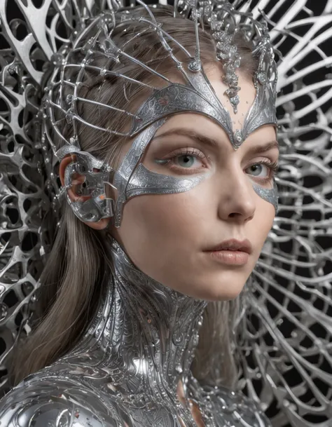 Hyperrealism art in the style of Alex Grey, Reflection, Hajime Sorayama –s 200 –ar 9:16 –chaos 15 –version 5.2