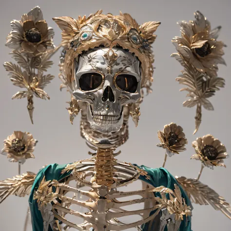 baton，Transparent wings，Magic wand，Wear thick gold-framed reflective sunglasses，32K（tmasterpiece，k hd，hyper HD，32K）Burgundy double ponytail，The Silver Skull Jewelry District in the backstreets，Indigo Skull King ，Skeleton protector （The skeleton is realisti...