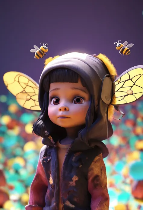 Child cute 3d black bee