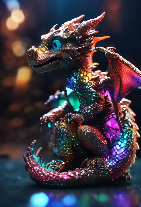 Cute little dragons made of shiny magic crystals，8k，hyper realisitc