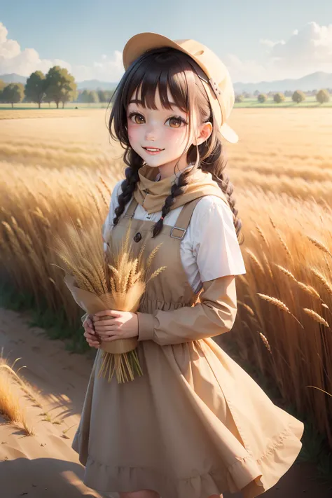 wheat field，Kizi，grin，doggy