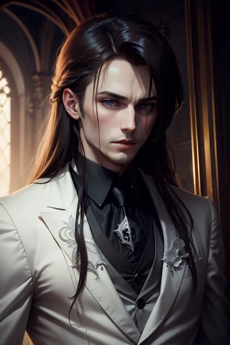 In the spooky castle，Theres a vampire knight，European and American gentlemen，Delicate faces