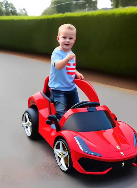 Kids ride Ferrari