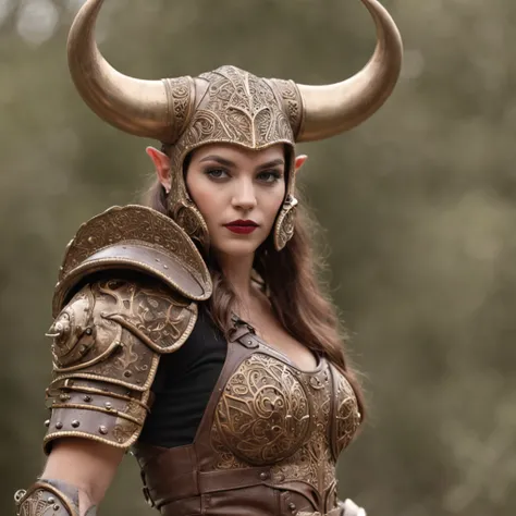 guerrera de armadura pesada estilo steampunk, armadura para mujer de grandes senos, minotaur mujer