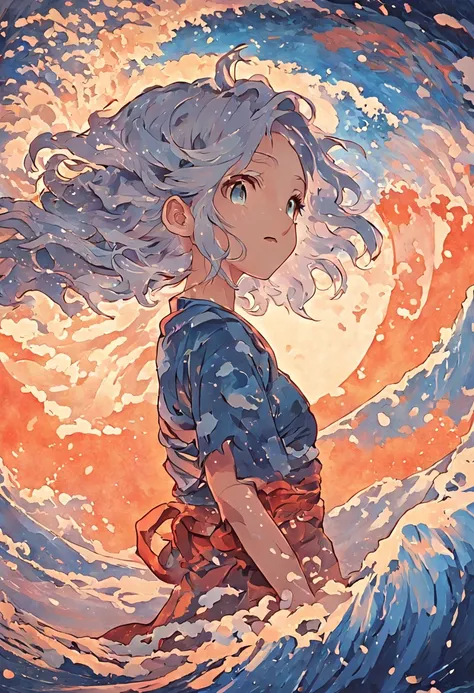 mosaic、hokusai style, style of hokusai, ukiyoe painting,Mosaic is strong、Not visible in mosaic、Pixel art、Artistically、The Great Wave of Kamikawa