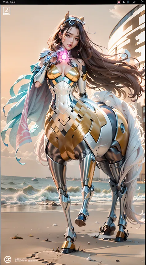 A female centaur，She is famous in the multiverse，She is both a female centaur, half human, half horse, half horse，It is also a female Yingzhao。She blends both images，The first is：（（The head of the horse/neck/Shoulder these parts，Replaced with a beautiful f...