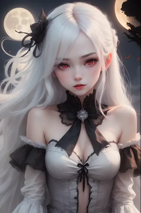 vampire, Moonlight, Red eyes, white hair, maiden --auto --s2