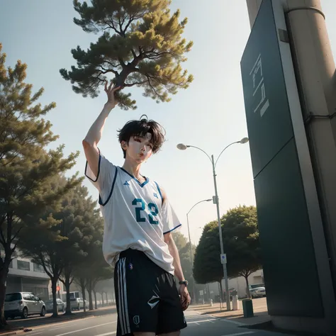 A tree is like Cai Xukun，And then its playing basketball