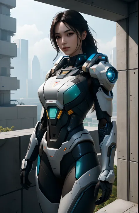 ((Best quality)), ((masterpiece)), (highly detailed:1.3), 3D,Shitu-mecha, beautiful cyberpunk women with her mecha in the ruins of city from a forgoten war, ancient technology,HDR (High Dynamic Range),Ray Tracing,NVIDIA RTX,Super-Resolution,Unreal 5,Subsur...