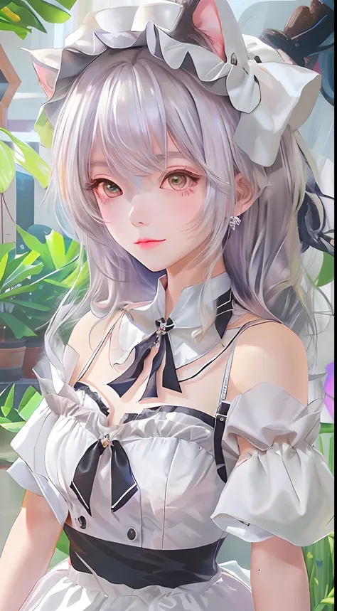 there is a woman with a white dress posing for a picture, cosplay of a catboy! maid! dress, Anime girl cosplay, cute anime waifu in a nice dress, small curvaceous loli, loli in dress, Anime cosplay, Loli, cosplay foto, azur lane style, portrait of magical ...