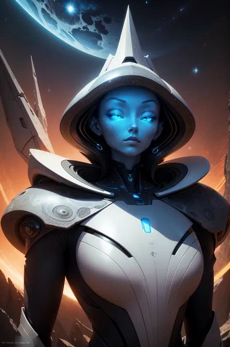 Close-up of a woman in a futuristic costume with a research assistant - Fiore, artgerm julie bell beeple, based on Marek Okon, Staying in Overwatch, Sci-fi female character, Sleek digital concept art, Echo from Overwatch, WLOP. science-fiction, RossDraws G...