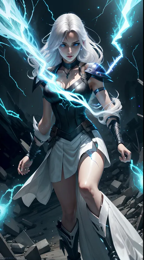 1Beautifulwoman，ff Tifa， X-Men Storm, Lightning is in your hands, Homogeneous symbionts, Venom,, All white hair, a skirt,glowing light eyes