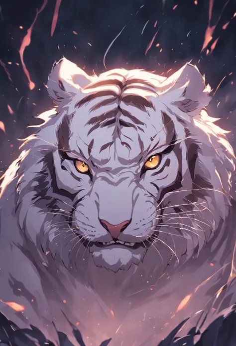 white tiger, yellow eyes, dark backgroud