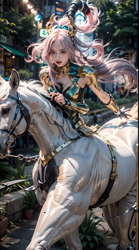 A female centaur，She is famous in the multiverse，She is both a female centaur, half human, half horse, half horse，It is also a female Yingzhao。She blends both images，The first is：（（The head of the horse/neck/Shoulder these parts，Replaced with a beautiful f...