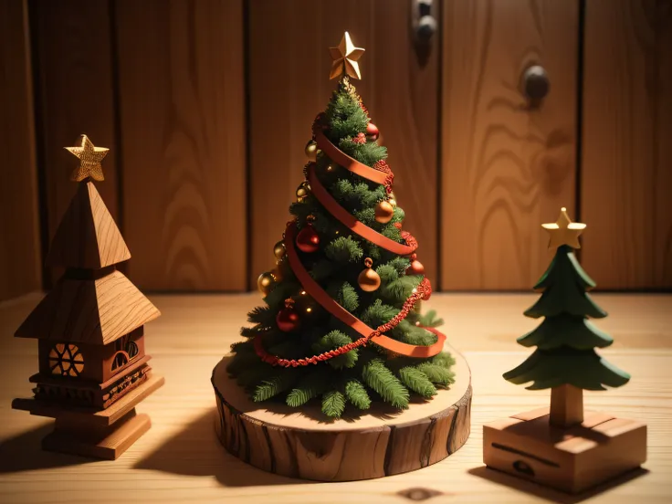 Carved Christmas Tree with Wood、Toys