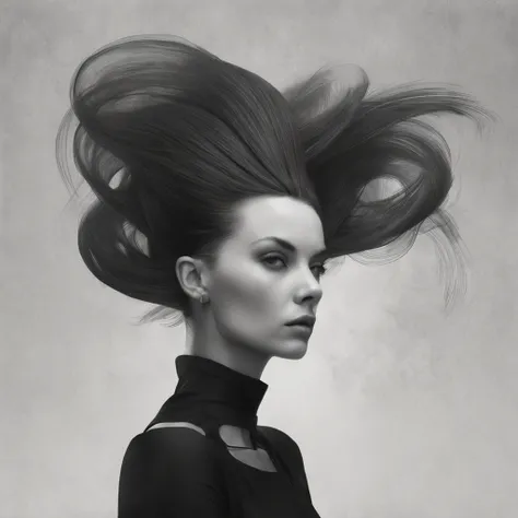 Arafed Mujer con cabello largo y un tocado en una foto en blanco y negro, Yuri Shwedoff y Tom Bagshaw, inspirado por Darek Zabrocki, Hermoso retrato surrealista, Anna Dittman, inspirado por Maciej Kuciara, Natalie Shau Tom Bagshaw, Inspirado por Maxim Vere...