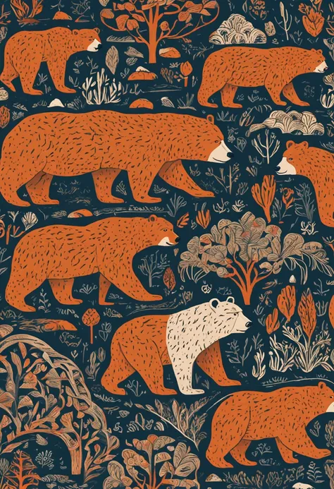 The bear print pattern is square continuous