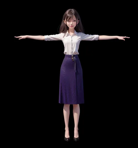 in a skirt，Arad woman with outstretched arms, highly detailed character, an animated character, 3 d character, 3d character, Female character, character is in her natural pose, full body single character, character posing, render of a cute 3d anime girl, c...